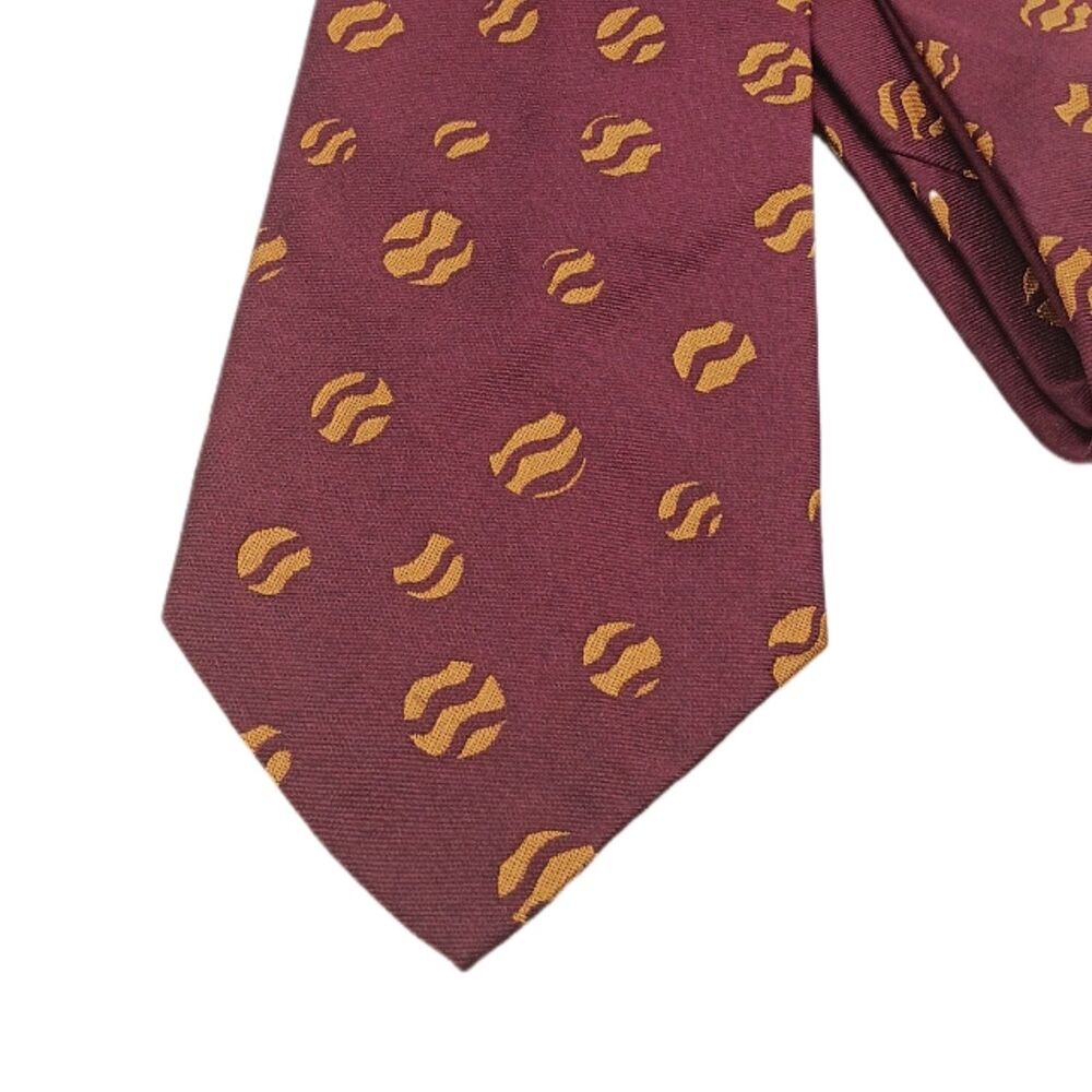 Paul Stuart Silk Tie Mens Long 62” Brown Gold Geometric Designer Classic New
